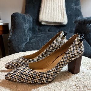 Talbots Kelsey Tie Detail Houndstooth Block Heel Pumps Size 9 like new